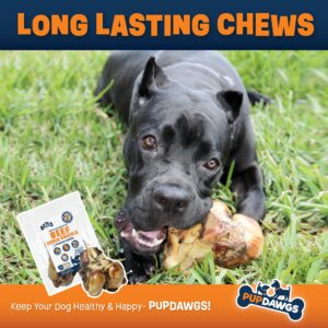 PUPDAWGS Dog-Bones-for-Aggressive-Chewers | 6" Hickory Smoked Flavor Femur Knuckles | Dog-Bones-for-Large-Dog | All Natural Dog Bone Treats Made in The USA - Individually Wrapped (3 Piece Pack)