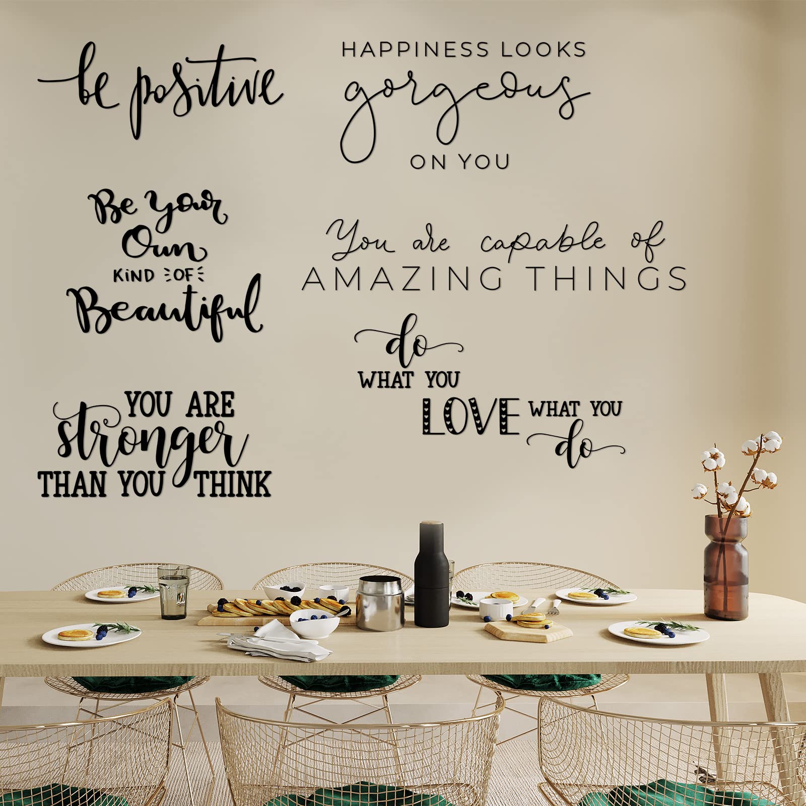 Ctosree 9 Pcs Vinyl Wall Stickers Inspirational Saying Wall Decals Motivational Saying Wall Stickers and Murals Large Removable Quote Stickers Positive Lettering Word Home Decal for Office School Dorm