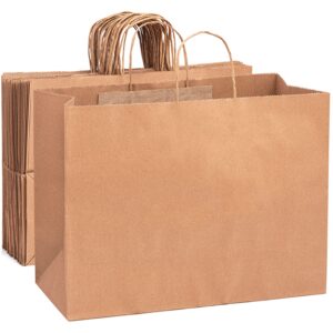 Bilinny Brown Paper Bags with Handles - Large Gift Bags with Handles - 16x6x12 Inches - 50 Pack Kraft Paper Bags - Paper Grocery Bags - Paper Bags for Small Business - Paper Shopping Bags with Handles