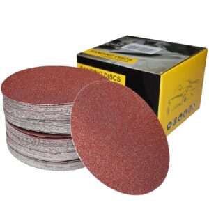 sackorange 100 pcs 6" psa sanding discs -20 each of 60, 80, 120, 180, 240, grit- 6 inch self adhesive stickyback sandpaper discs for da sander, sand automotive car paint, woodworking wood, metal