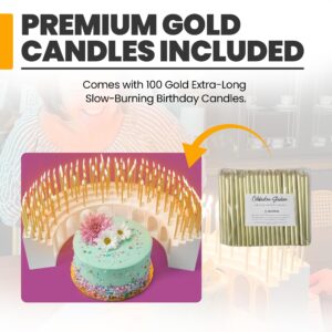 Celebration Stadium Birthday Candle Holder Grandstand, Perfect for 50th 60th 70th 75th 80th 90th 100th and All Other Milestone Birthdays, Includes 100 Gold Birthday Candles