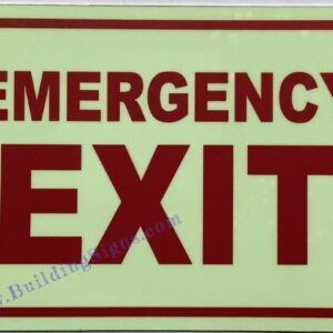 Photoluminescent EMERGENCY EXIT SIGN/GLOW IN THE DARK FIRE EMERGENCY EXIT SIGN (ALUMINIUM, 7X10 INCH,HEAVY DUTY, RUST FREE)