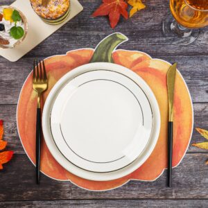 30 PCS Pumpkin Paper Place Mats Fall Disposable Table Placemats Thanksgiving Autumn Party Tablemats Orange Paper Table Mats for Harvest Halloween Holiday Table Decor Kitchen Home 12.6 x 11.3 inch