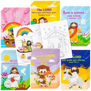 angolio 24pcs christian religious coloring books bulk for kids diy art drawing book for sunday school prizes back to school classroom rewards church activity carnival party favors, 6 styles