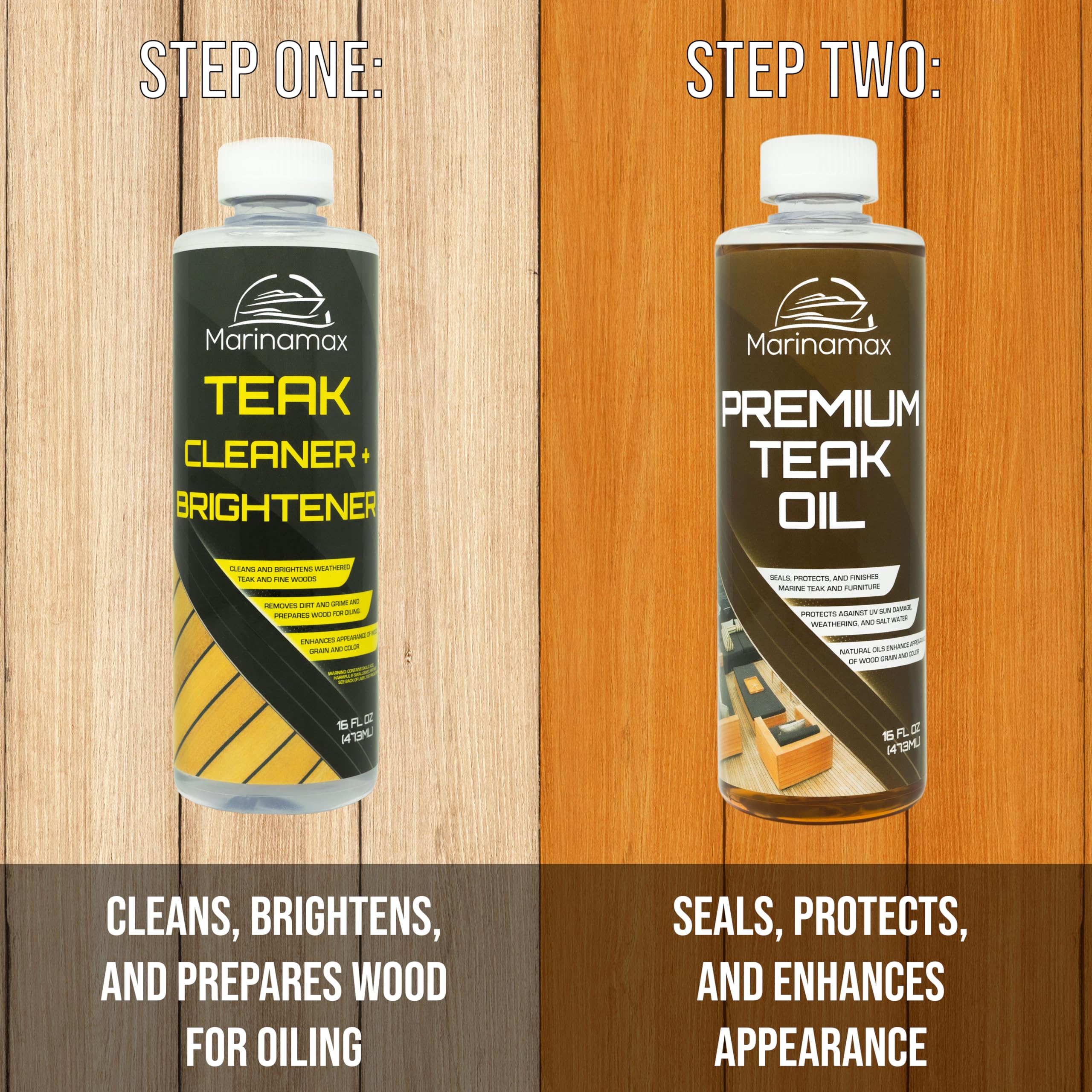 Premium Teak Oil 16 Oz | Wood Oil, Preserver, Stain, Sealer, and Protector | Great for Teak Furniture and Boat and Marine Interior Teak Wood