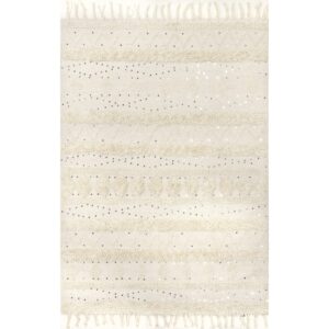 Rugs USA x Arvin Olano Chandy Textured Wool Area Rug, 5x8, Cream