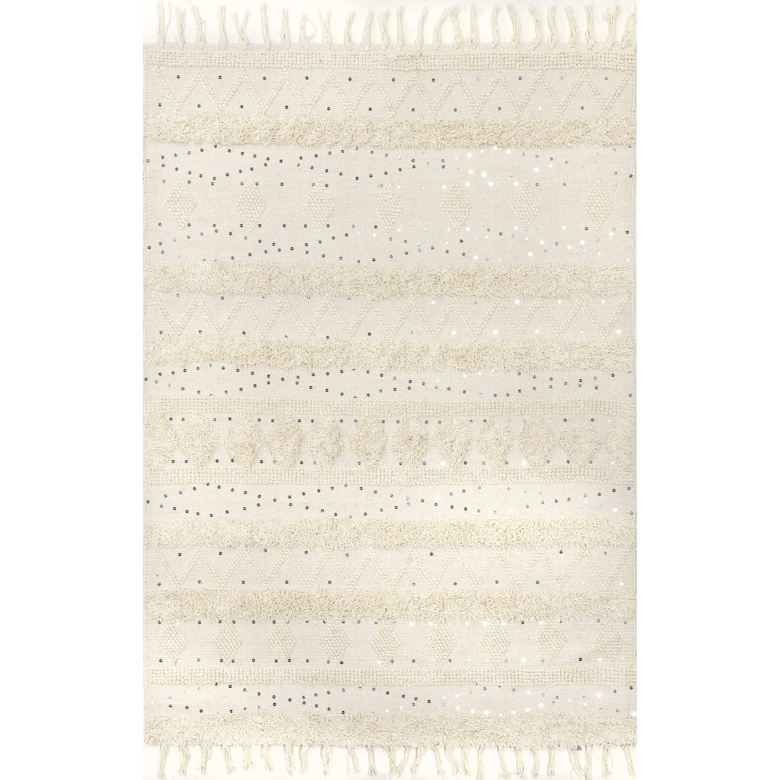 Rugs USA x Arvin Olano Chandy Textured Wool Area Rug, 5x8, Cream