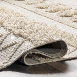 Rugs USA x Arvin Olano Chandy Textured Wool Area Rug, 5x8, Cream