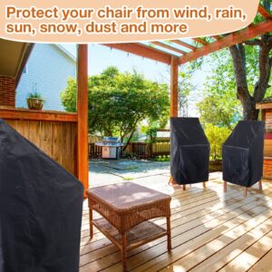 Woanger 8 Pcs Black Patio Chair Cover Outdoor Chair Cover 210D Oxford Cloth Waterproof Stacking Chair Cover High Back Lawn Chair Cover with Storage Bag for Protecting Furniture Chair 25 x 25x 47inch