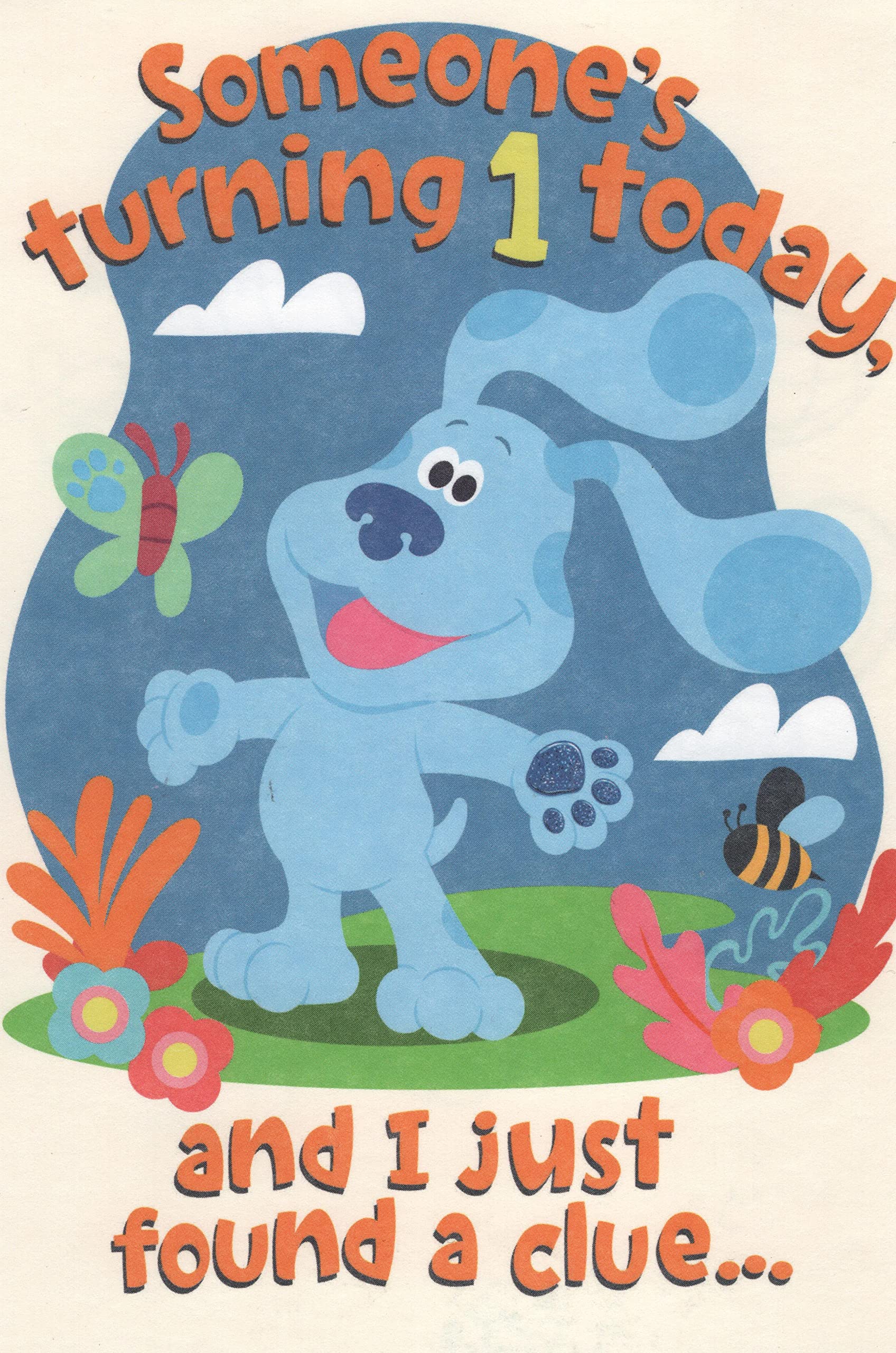 Blue's Clues 1st Birthday Coloring Card Someone is Turning (One) 1 Today