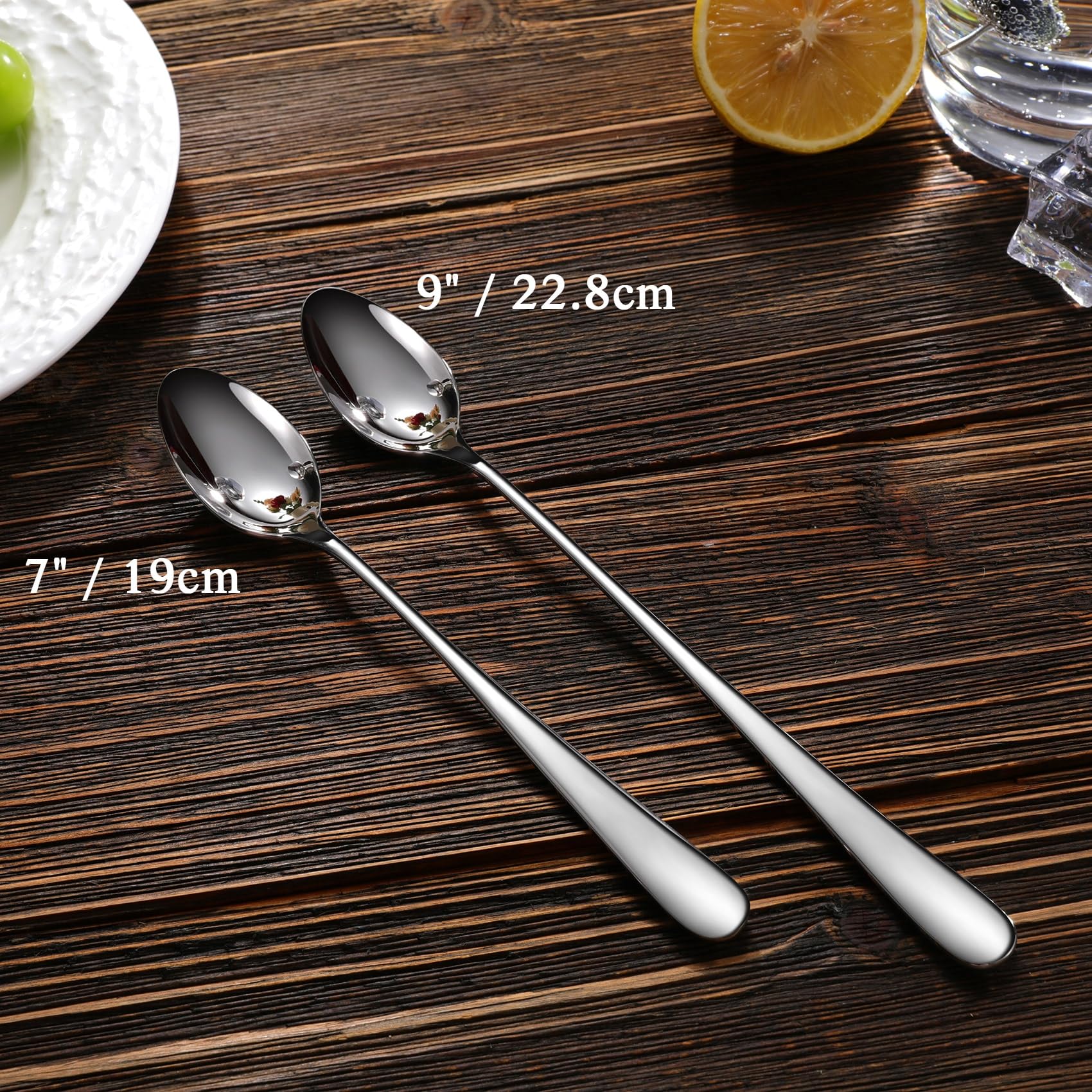 KEAWELL Premium 4-Piece Louise Long Handle Iced Tea Spoons, 18/10 Stainless Steel Long Teaspoons, Long Coffee Spoons, Cocktail Stirring Spoons, Dishwasher Safe (7.5", 4)