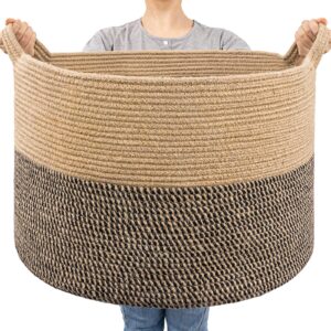 goodpick extra large wicker storage basket, 83l woven blanket storage for living room, round woven basket for clothes, large jute basket, big laundry basket for pillow, 21.7 x 13.8 inches