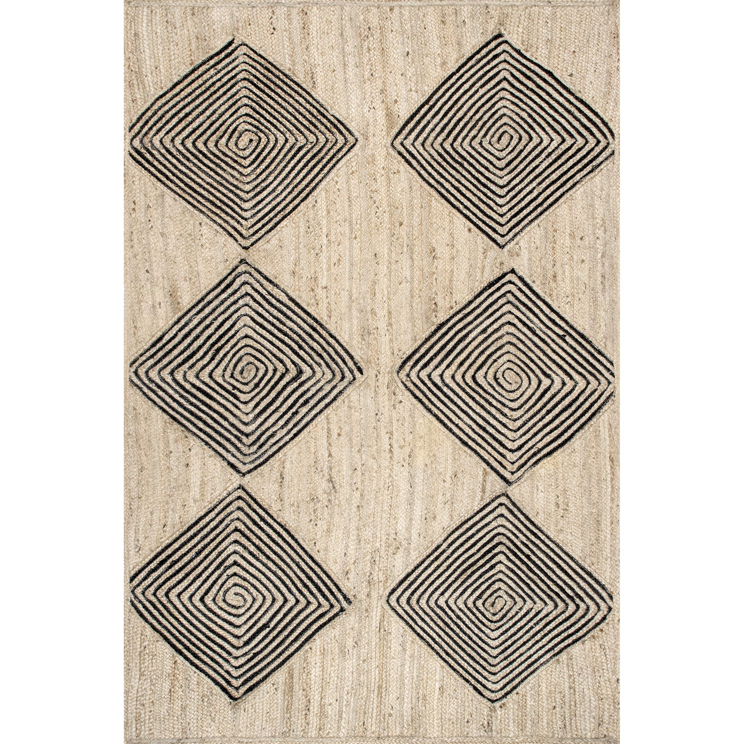 Rugs USA x Arvin Olano Axel Diamond Jute Area Rug, 5x8, Natural