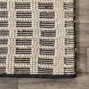 Rugs USA x Arvin Olano Parker Check Textured Area Rug, 4x6, Ivory