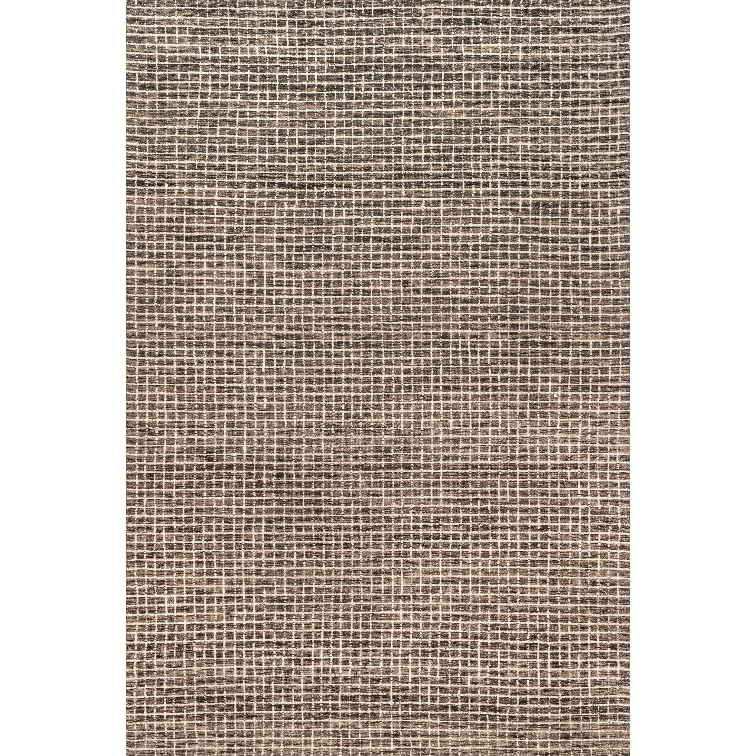 Rugs USA x Arvin Olano Melrose Checked Wool Area Rug - 5x8 Area Rug Farmhouse Brown/Ivory for Living Room Bedroom Dining Room Kitchen