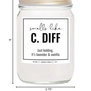 YouNique Designs, Smell Like C. Diff Registered Nurse Candle, 8 Oz, Funny Nurse Gifts for Women, Rn Gifts for Nurses, Gi Nurse Appreciation Gifts, Future Nurse Graduation Gift (Lavender & Vanilla)