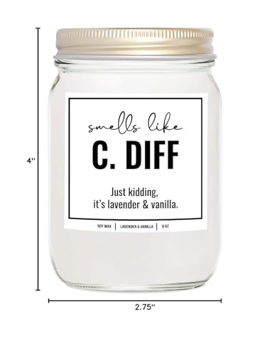 YouNique Designs, Smell Like C. Diff Registered Nurse Candle, 8 Oz, Funny Nurse Gifts for Women, Rn Gifts for Nurses, Gi Nurse Appreciation Gifts, Future Nurse Graduation Gift (Lavender & Vanilla)