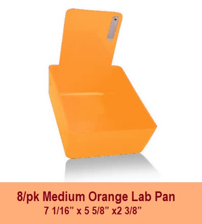 AmeriCan Goods 8/Pk Medium Medical Pro Lab Pan Dental Working Lab Pan Plastic with Stainless Steel Clip (Orange)