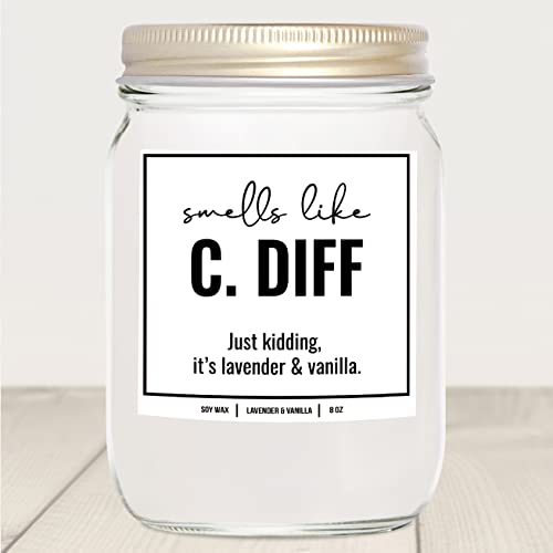 YouNique Designs, Smell Like C. Diff Registered Nurse Candle, 8 Oz, Funny Nurse Gifts for Women, Rn Gifts for Nurses, Gi Nurse Appreciation Gifts, Future Nurse Graduation Gift (Lavender & Vanilla)