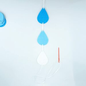 SaktopDeco 9 Pack Raindrop Garland Felt Blue Raindrops Banner Hanging Raindrop Baby Shower April Party Decorations