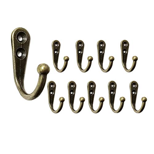 Mokife 12 Pack Coat Hooks Vintage Small Single Wall Hook Metal Entrance Hook for Hanging Clothes Jackets Robes Towels Hats Keys Bags Cups, Bronze