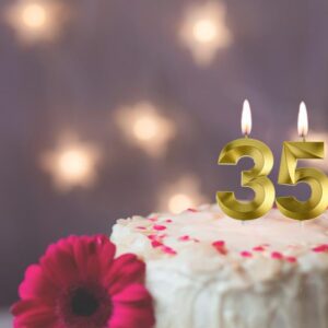 Gold 35th & 53rd Birthday Candles,Gold Number 35 53 Cake Topper for Birthday Decorations Party Decoration