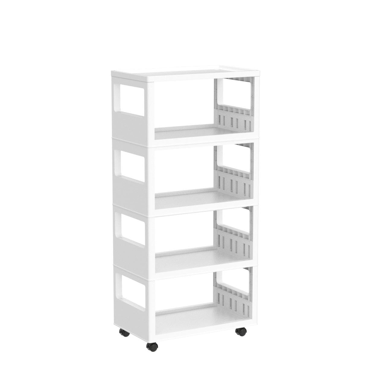 Rolling Storage Cart with Wheels - 5 Tier Multifunctional Utility Cart, Laundry Room Organization, Plastic Bathroom Storage Shelf, Mobile Shelving Units for Kitchen Living Room Study Dresser, White