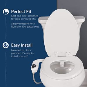 Bio Bidet by Bemis Kendall Bidet Bundle, Slow-Close Never Loosen Toilet Seat with Perfect Fit, Fresh Water Spray, Non-Electric, Easy to Install Bidet, ELONGATED, Bone