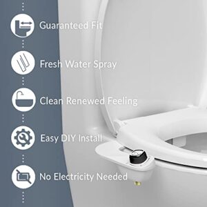 Bio Bidet by Bemis Kendall Bidet Bundle, Slow-Close Never Loosen Toilet Seat with Perfect Fit, Fresh Water Spray, Non-Electric, Easy to Install Bidet, ELONGATED, Bone