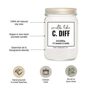 YouNique Designs, Smell Like C. Diff Registered Nurse Candle, 8 Oz, Funny Nurse Gifts for Women, Rn Gifts for Nurses, Gi Nurse Appreciation Gifts, Future Nurse Graduation Gift (Lavender & Vanilla)