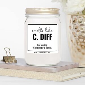 YouNique Designs, Smell Like C. Diff Registered Nurse Candle, 8 Oz, Funny Nurse Gifts for Women, Rn Gifts for Nurses, Gi Nurse Appreciation Gifts, Future Nurse Graduation Gift (Lavender & Vanilla)