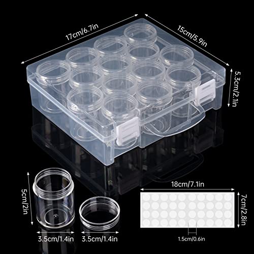 Bead Organizer Box, Diamond Painting Art Storage Box, Diamond Painting Art Accessories Bead Storage Containers 14 Slots Clear Embroidery Bead Storage Organizer Container with Lids for Beads (2 Pack)