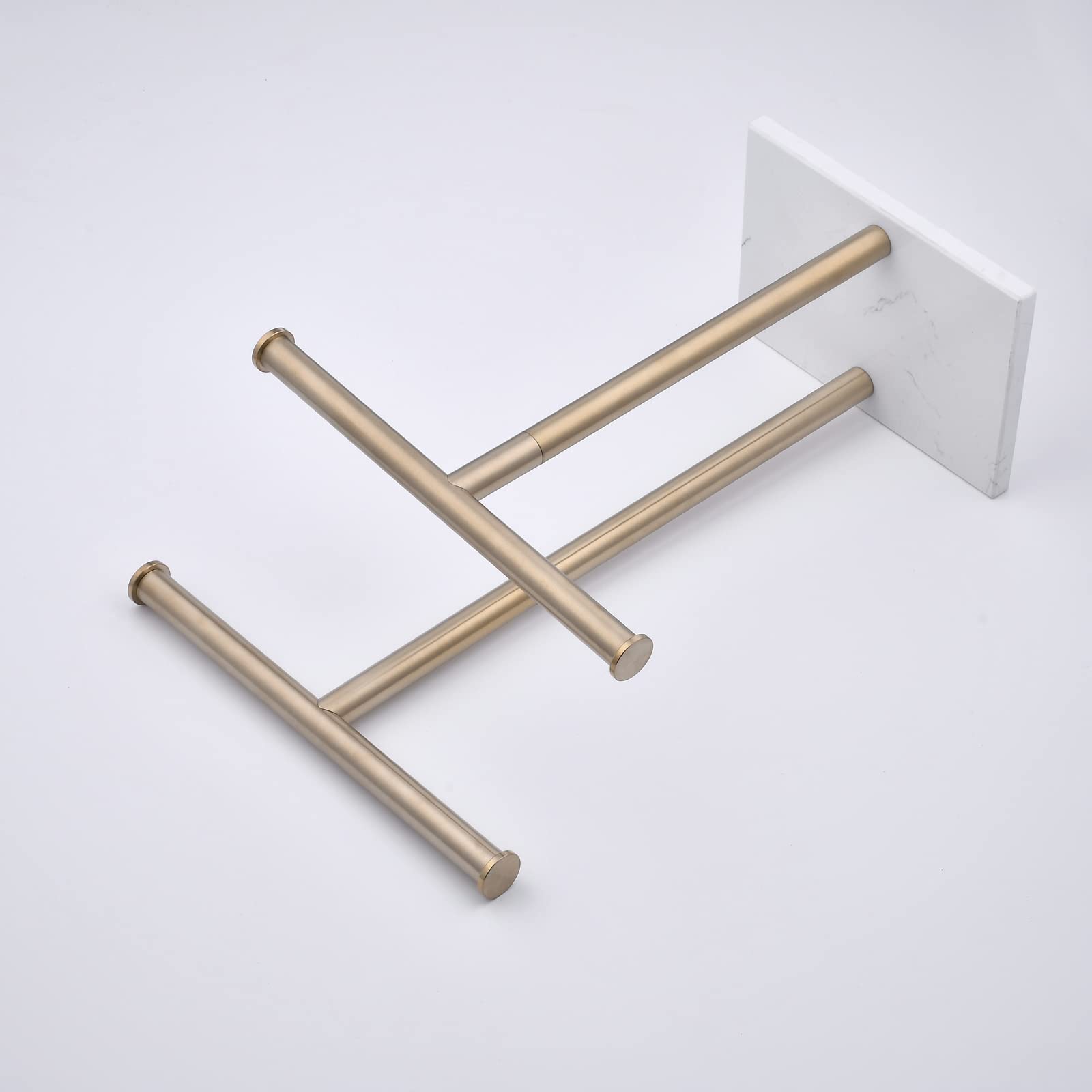 Gold Countertop Towel Rack T-Shape Towel Stand with Marble Base, Hand Towel Holder Stand for Bathroom, Kitchen,Beelee