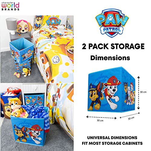 Character World Paw Patrol Officially Licensed Storage Boxes | 2 Pack Foldable Storage Cubes Tower Design | Perfect For Organising Children's Room, Kids Playroom