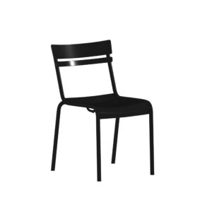 EMMA + OLIVER Rennes Armless Stacking Dining Chair - Indoor/Outdoor 2-Slat Chair with Powder Coated Frame - Black