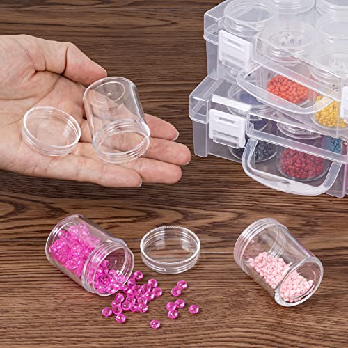 Bead Organizer Box, Diamond Painting Art Storage Box, Diamond Painting Art Accessories Bead Storage Containers 14 Slots Clear Embroidery Bead Storage Organizer Container with Lids for Beads (2 Pack)