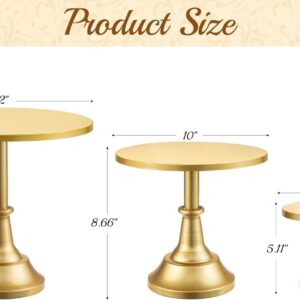 HBlife 3 Pcs Cake Stand, Gold Cake Stand Set Disc Diameter 8" 10" 12", Perfect Dessert Table Display Set, Cupcake&Cake Stands for Party, Wedding, Birthday, Baby Shower, Anniversary (Metal)