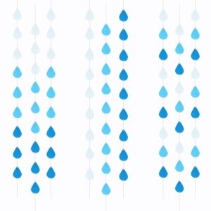 SaktopDeco 9 Pack Raindrop Garland Felt Blue Raindrops Banner Hanging Raindrop Baby Shower April Party Decorations