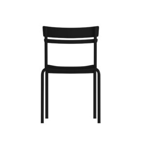 EMMA + OLIVER Rennes Armless Stacking Dining Chair - Indoor/Outdoor 2-Slat Chair with Powder Coated Frame - Black