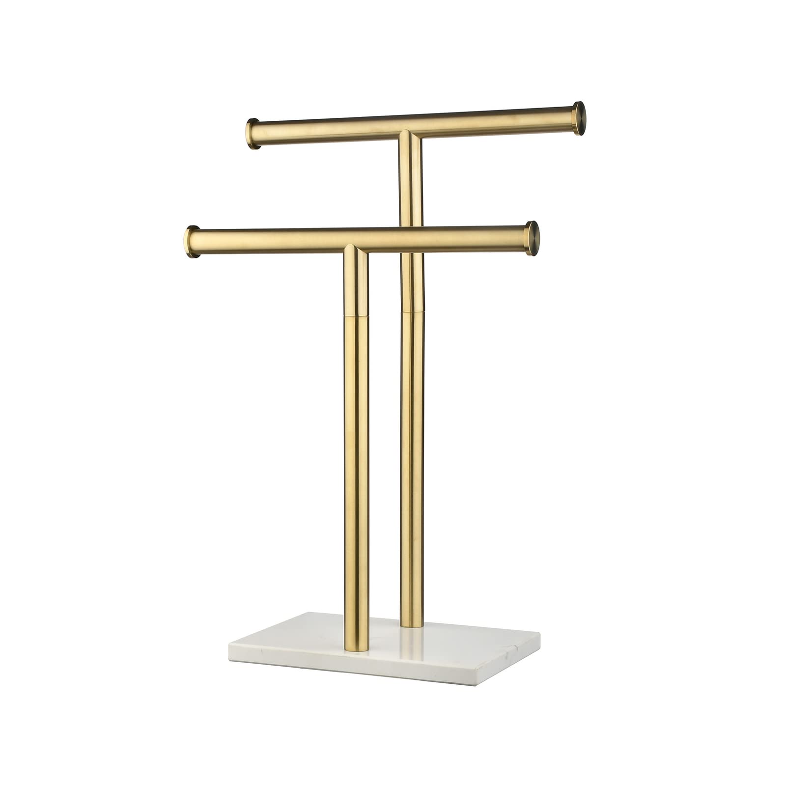 Gold Countertop Towel Rack T-Shape Towel Stand with Marble Base, Hand Towel Holder Stand for Bathroom, Kitchen,Beelee