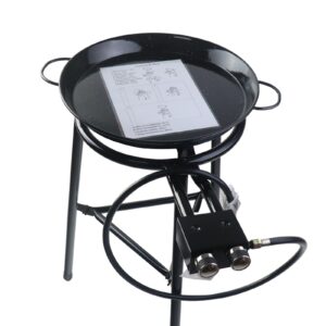 Derurizy Paella Pan Set with Burner, 18 Inch Carbon Steel Paellera with The Burner and The Reinforced Legs