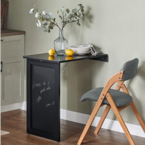 haotian wall-mounted desk murphy desk folding kitchen & dining table desk floating desk with chalkboard children table space saving fold up desk, black fwt20-sch