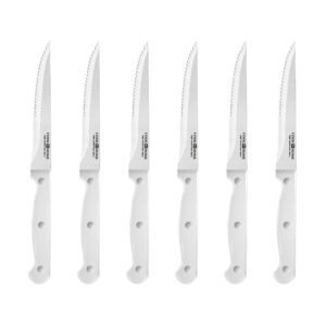 Cook N Home Kitchen Knife Set with Bamboo Storage Block 15-Piece, High Carbon Stainless Steel Blade, White