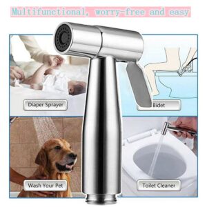 Bidet Sprayer for Toilet, Stainless Steel Bathroom Bidet Toilet Sprayer Baby Cloth Diaper Sprayer for Feminine Hygiene, Car Washing, Cleaning Floor