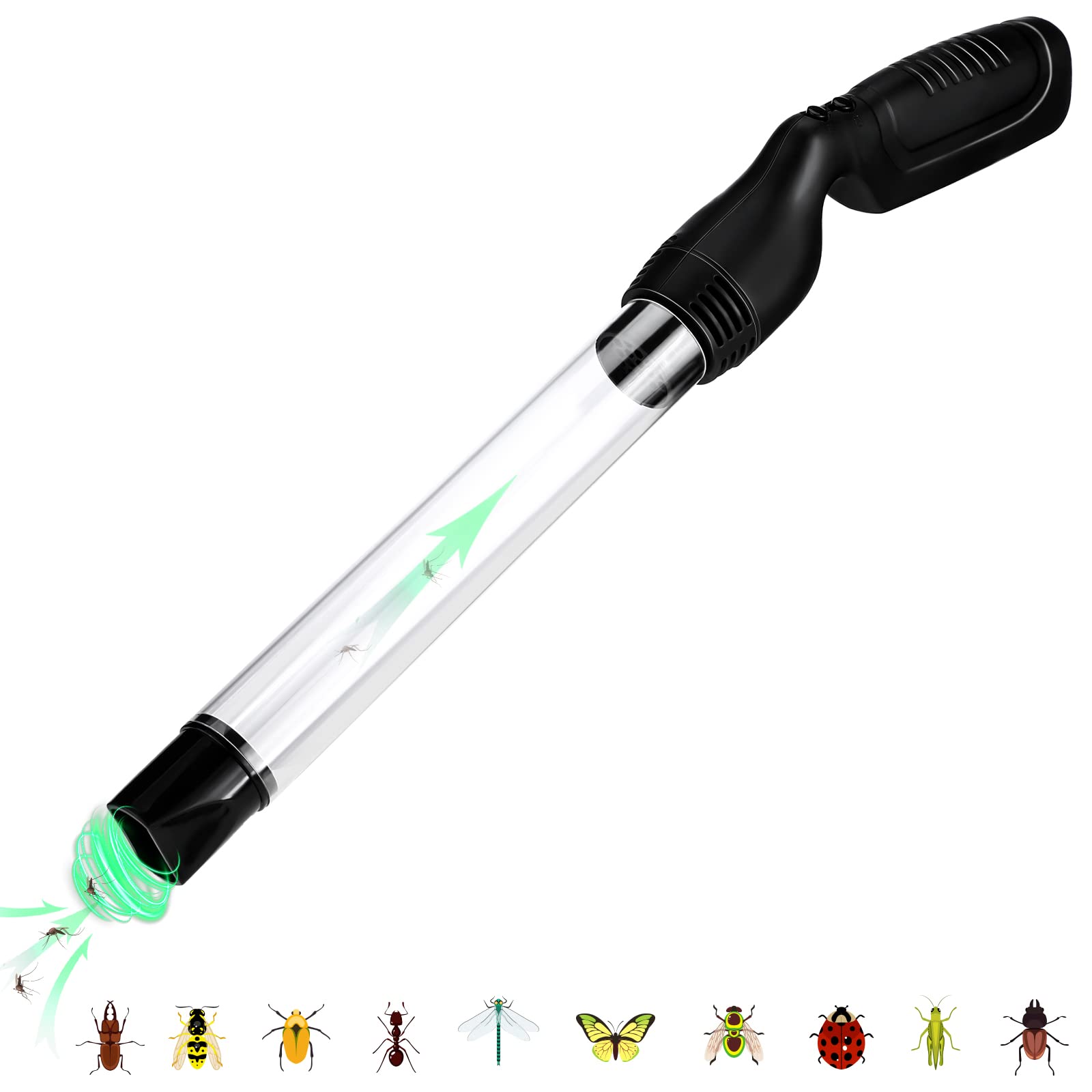 Qualirey Bug Vacuum for Adults Bug Sucker Vacuum Spider Vacuum Battery Powered Bug Grabber with LED Light for Adults Stink Bug Spider Ant Moth Cockroach Small Insect Bedbug(1 Pack)