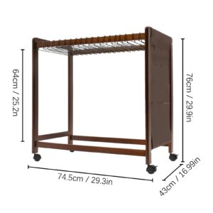 Trouser Rack, Jeans Scarf Skirts Pants Storage Hangers Holder with 20* S-Shaped Hooks and Wheels, Brown Multifunctional Trousers Rack Rolling Trolley for for Cloakrooms, Bedrooms, Clothing Stores