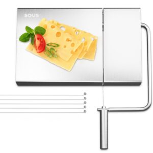 Sous Kitchen Cheese Slicers For Block Cheese - Cheese Cutter With Wire For Precise Cutting Experience - Foldable Wire Cheese Slicer - Rust Proof Cheese Slicer Wire - Dishwasher Safe Wire Cheese Cutter