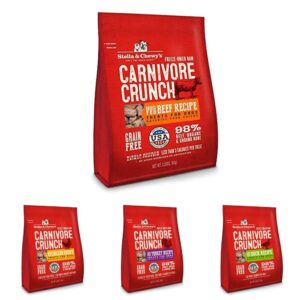 stella & chewy's carnivore crunch freeze-dried raw dog treats 4 pack variety bundle (beef, chicken, duck & turkey)