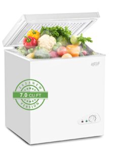 krib bling chest freezer krib bling adjustable thermostat compact freezers with removable storage basket for house kitchen garage basement (7.0 cu.ft, white)