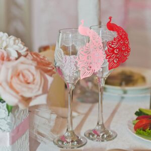 Peacock Design Wine Glass Cards 50PCS Name Place Cards Peacock Paper Hollow Out Design Wine Cup Decoration Wedding Centerpieces Table Decoration